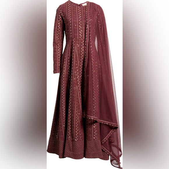 Sani Dresses & Skirts - SANI 
Name' Samud Embroidered Long Sleeve Anarkali With Dupatta NWOT